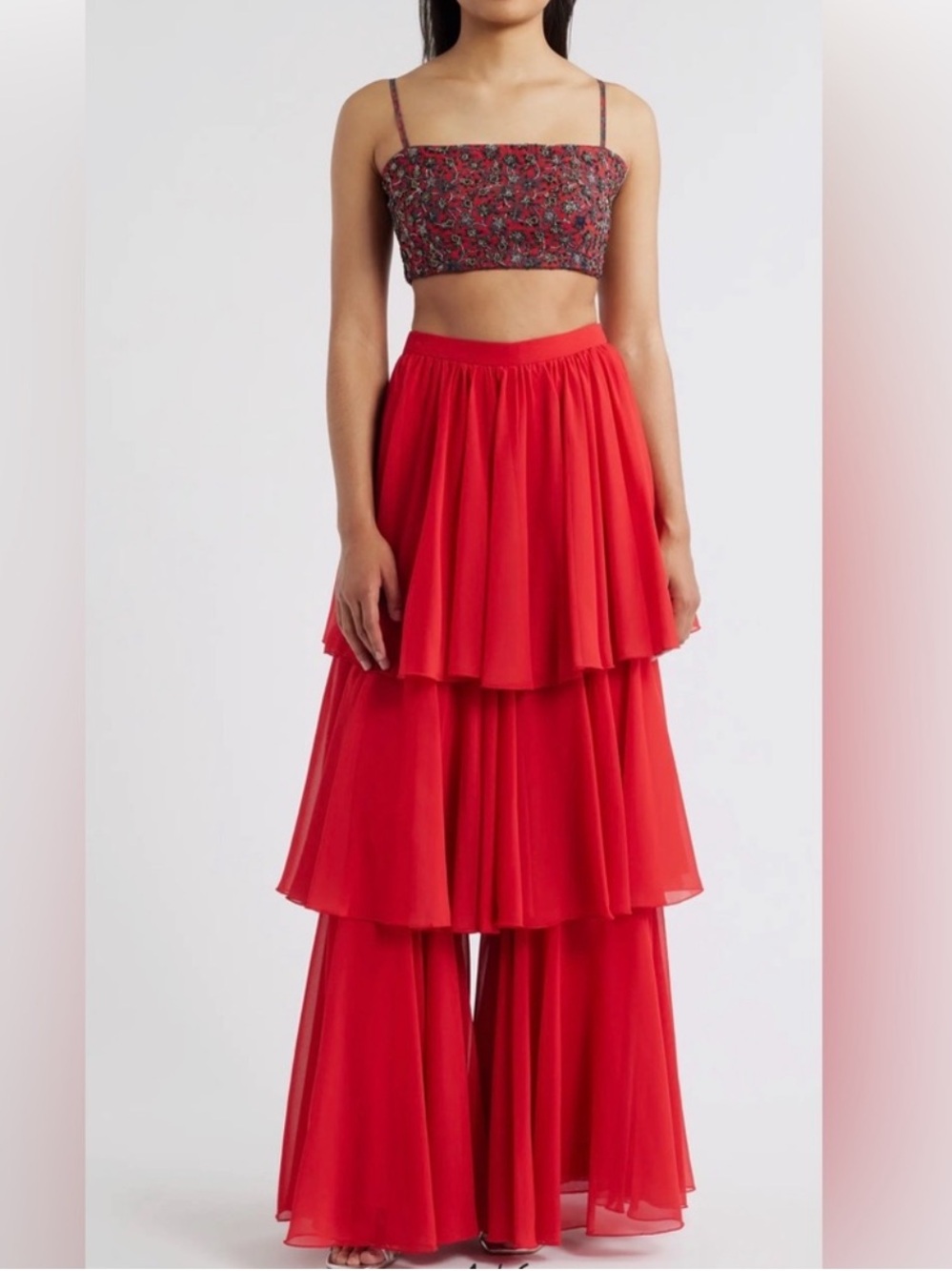 Sani Mirza Choli & Palazzo Red Pants Set